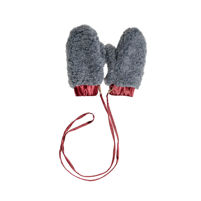 Adult Natural Wool Mittens / Gloves - Grey-0