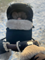 Waterproof Natural Wool Stroller Hand Muffs - Black&White-3