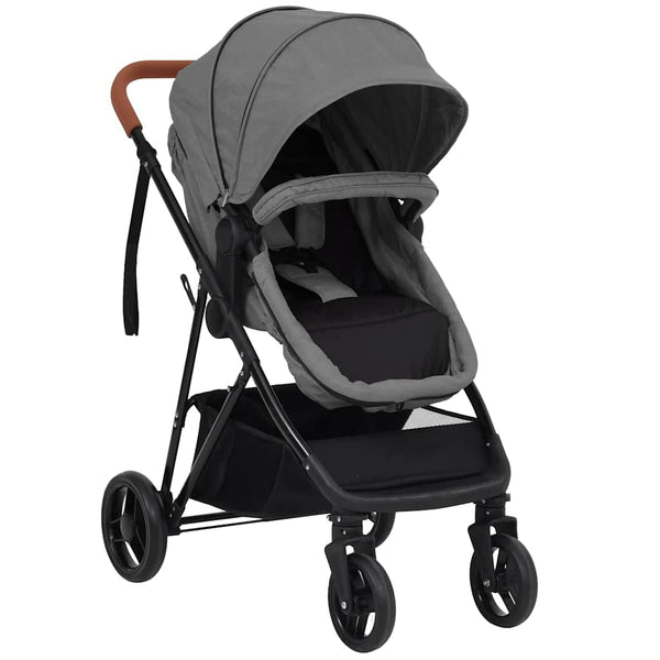 Vidaxl 2-in-1 stroller steel light gray and black