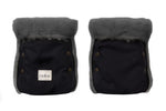 Waterproof Natural Wool Stroller Hand Muffs - Black&Charcoal-0