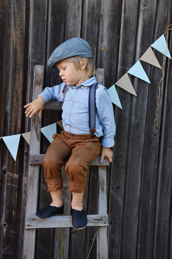 Punsa Kids Barefoot Slippers - Upcycled Leather, Olive